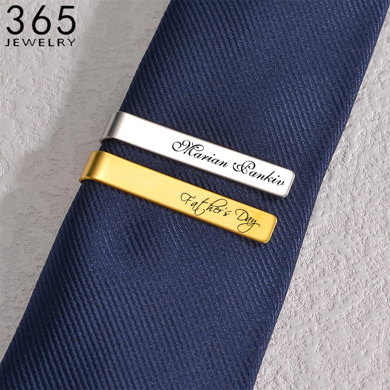 Tie Bar Set Gift - Roestvrijstalen Gegraveerde Naam Stropdas Clips Voor