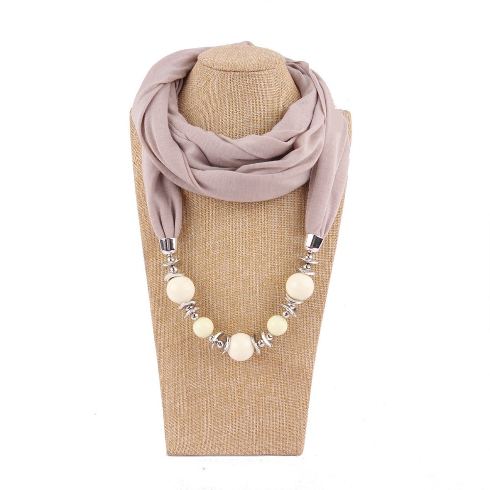 Infinity Scarf Knit - Nieuwe Chiffon Sjaal met Kraaltjes, Effen
