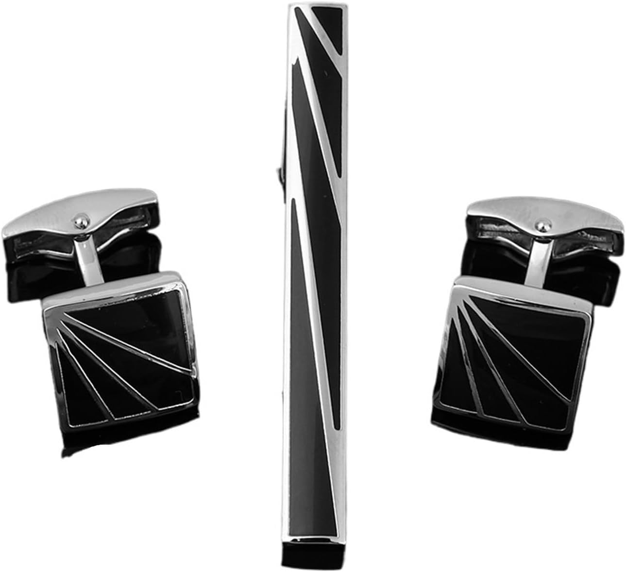 Tie Bar Set Gift - 2 sets, heren stropdassen, stropdassenklemmen, manchetknopen