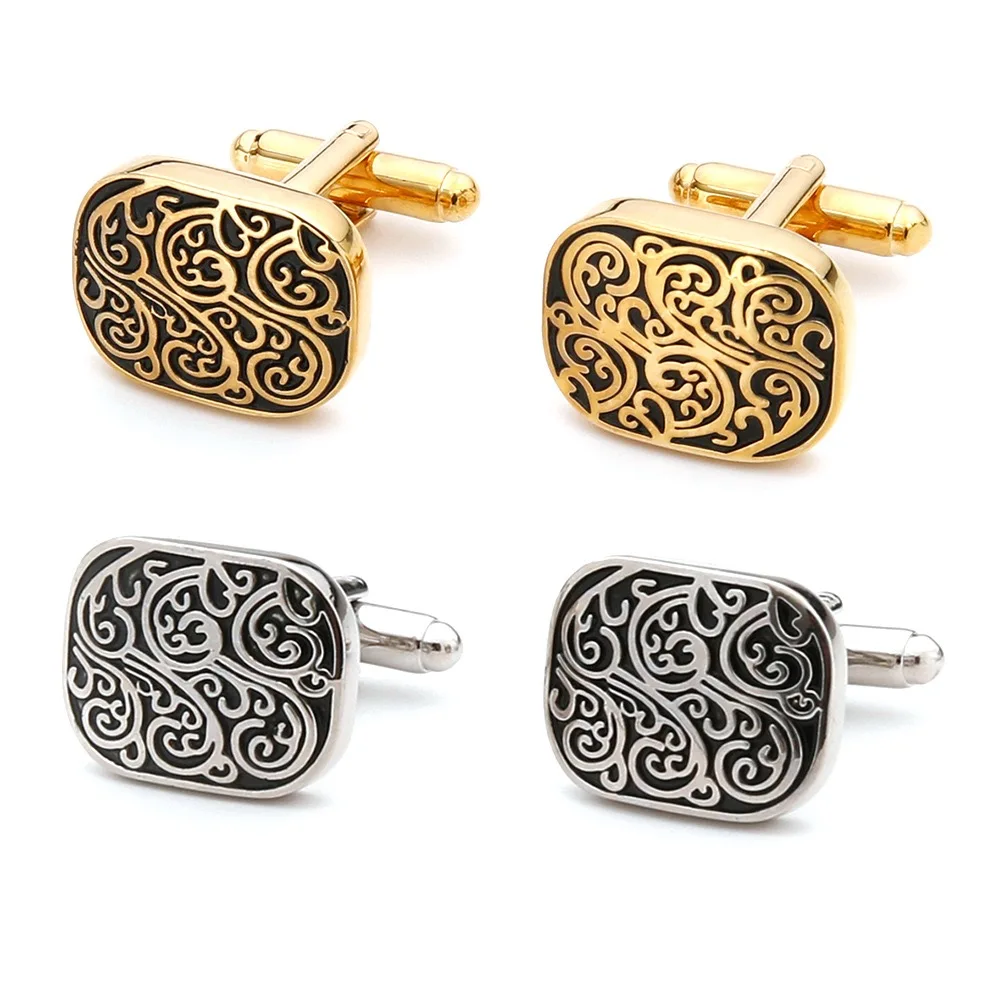Tie Clip Silver - Hoge kwaliteit gouden manchetknopen vintage patroon