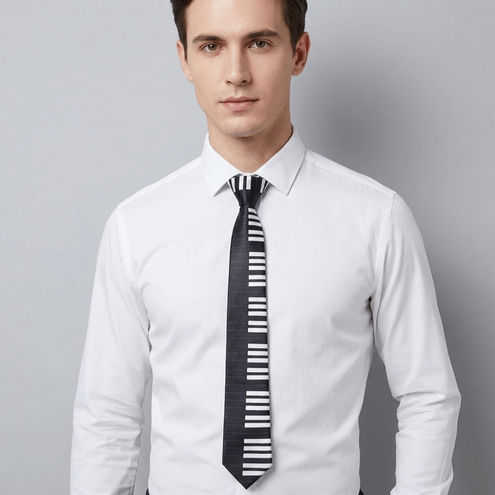 Skinny Tie Men - Eenvoudige magere pianostropdas Slanke witte herenstropdas