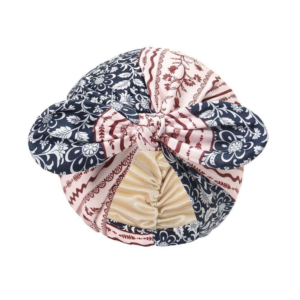 Bow Tie Pre Tied - Satijnen bandana-turbanhoed met paisleyprint, konijnenoren, strikknoop,